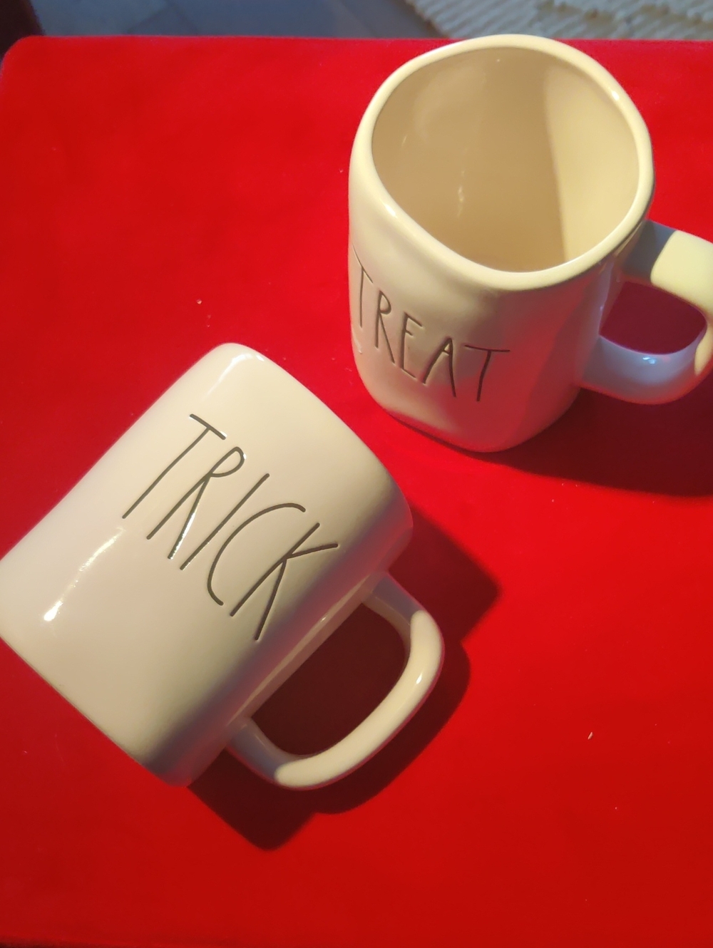 Rae Dunn TRICK &TREAT MUGS Black LL White Mugs....Like New